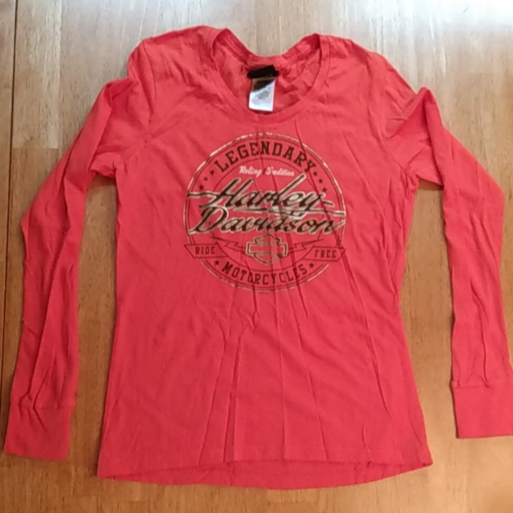 Harley-Davidson long sleeve gold foil top
